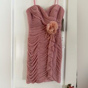Elegant Pink Pleated Dress